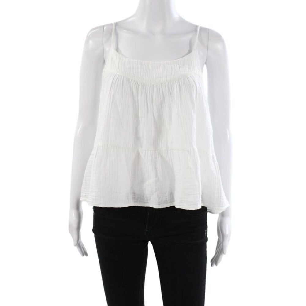 Xirena Womens White Cotton Camisole Scoop Neck Sleeveless Size XS